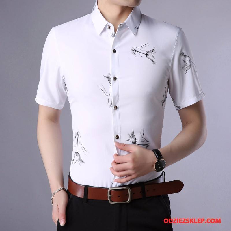 Męskie Koszula Męska Młodzież Tendencja Koszula Z Krótkim Rękawem Duży Rozmiar Lato Biały Online
