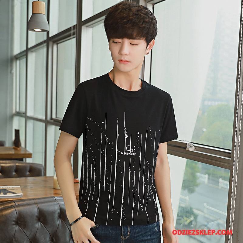 Męskie Koszulki Krótki Rękaw Tendencja T-shirt Męska Drukowana Slim Fit Biały Oferta