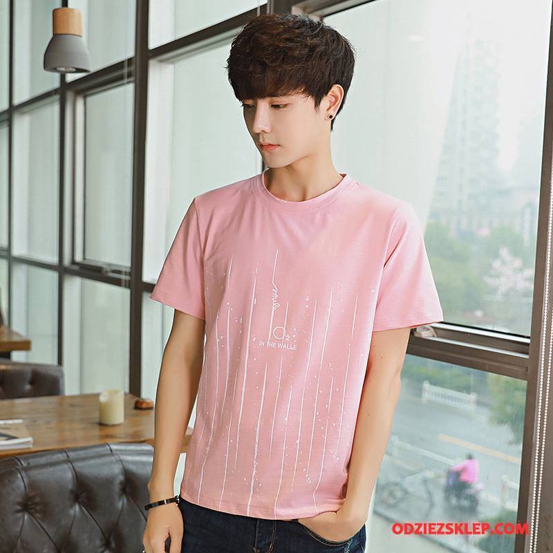 Męskie Koszulki Krótki Rękaw Tendencja T-shirt Męska Drukowana Slim Fit Biały Oferta