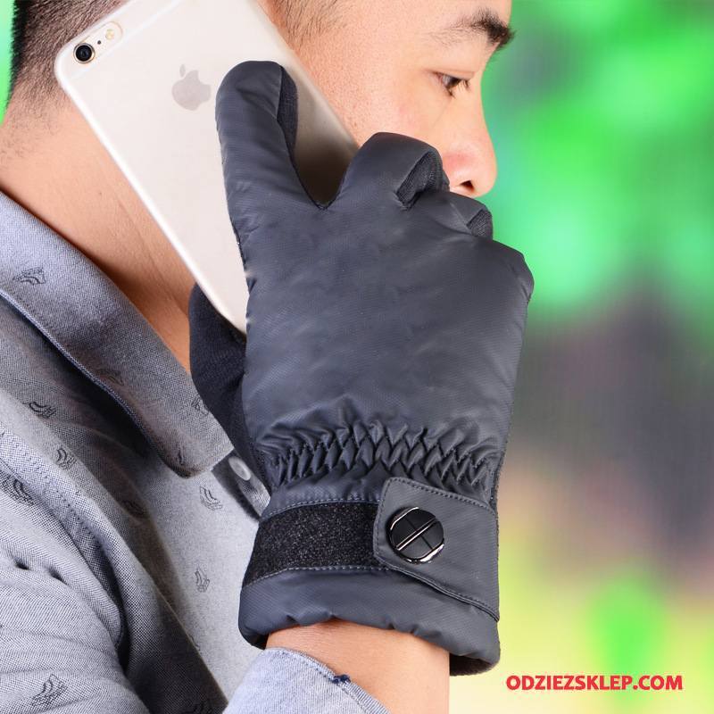 Męskie Rękawiczki Antypoślizgowe Jazdy Ciepły Aksamit Jesień Zima Brązowy Online