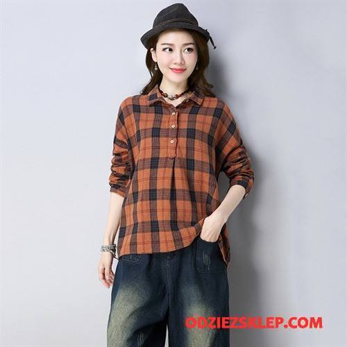 Damskie Bluzka Moda Pullover Długi Rękaw Tendencja Czyste Eleganckie Oranż Czerwony Online