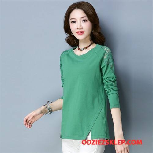 Damskie Koszulki Swag Szycie Moda Eleganckie Szerokie Tendencja Czysta Zielony Na Sprzedaż