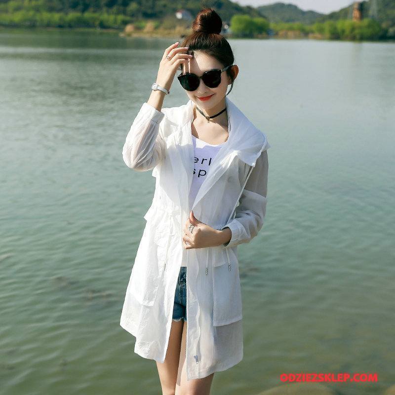 Damskie Ubrania Uv Lato Sun Odzież Ochrona Wygodne Eleganckie Proste Szerokie Czysta Biały Sprzedam