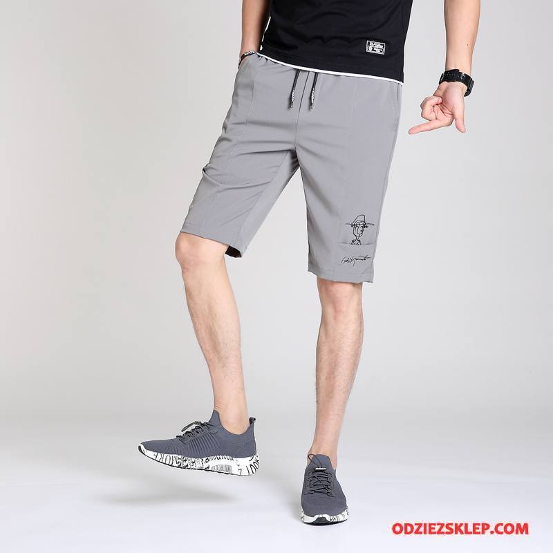 Męskie Casualowe Spodnie Elastyczne Szorty Szerokie Szybkie Suszenie Sportowe Plażowe Biały Szary Czarny Na Sprzedaż