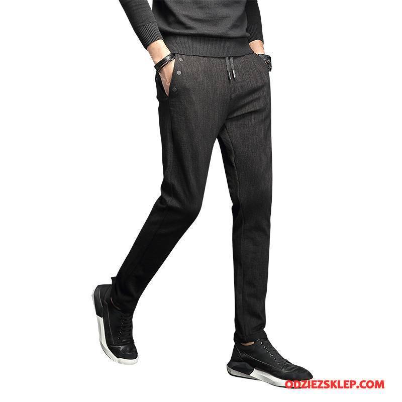 Męskie Casualowe Spodnie Slim Fit Wysoki Koniec Dla Grubych Męska Tendencja Spodnie Dresowe Czarny Tanie