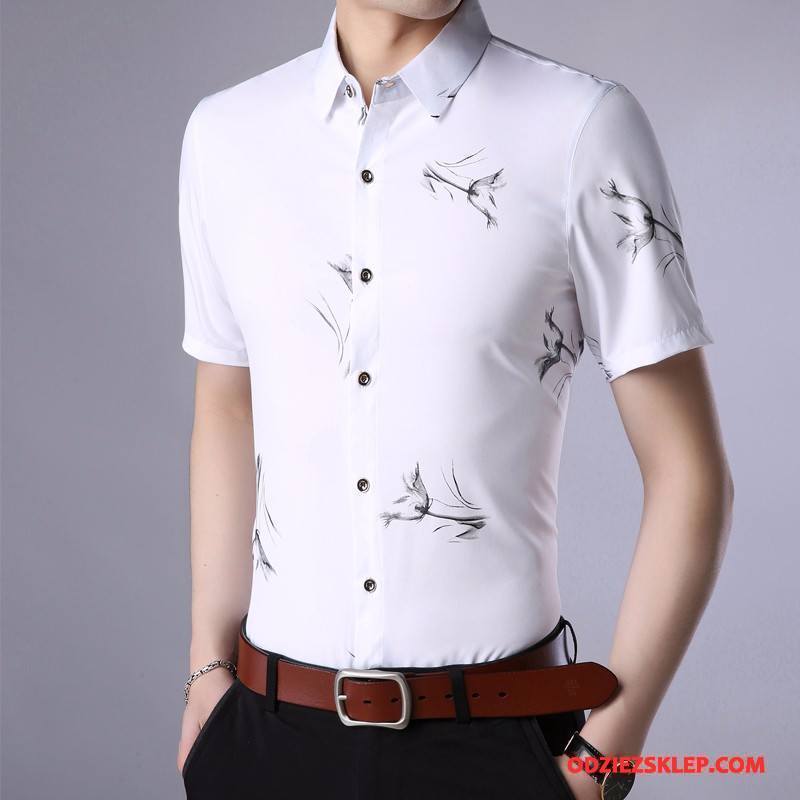 Męskie Koszula Męska Młodzież Tendencja Koszula Z Krótkim Rękawem Duży Rozmiar Lato Biały Online