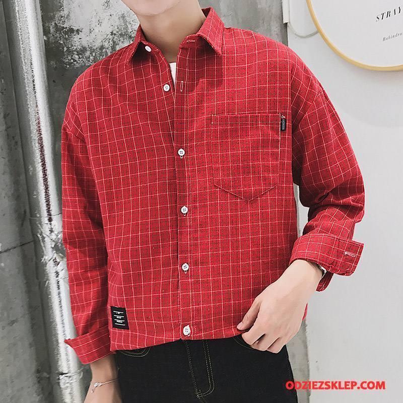 Męskie Koszula Wygodne Moda Casual Szerokie Długi Rękaw Nowy Czerwony Sprzedam