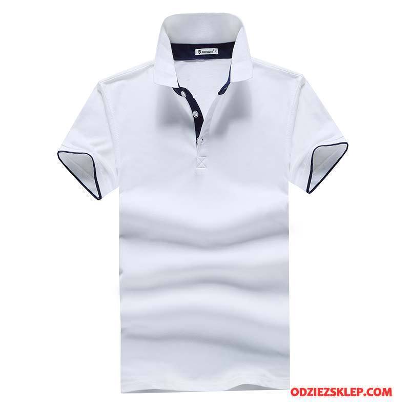 Męskie Koszulka Polo Bawełna T-shirt Męska Krótki Rękaw 2018 Nowy Biały Sprzedam