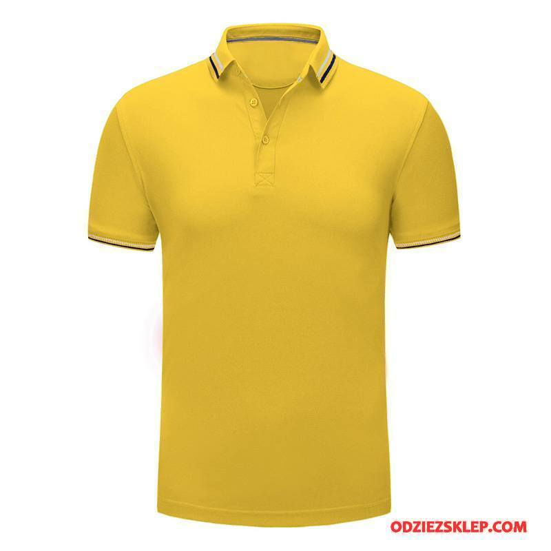 Męskie Koszulka Polo Męska Młodzież Lato Moda Slim Fit Żółty Tanie