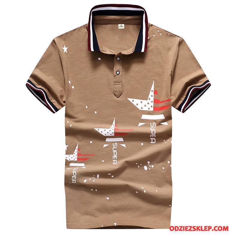 Męskie Koszulka Polo Tendencja T-shirt Osobowość Lato Męska 2018 Khaki Tanie