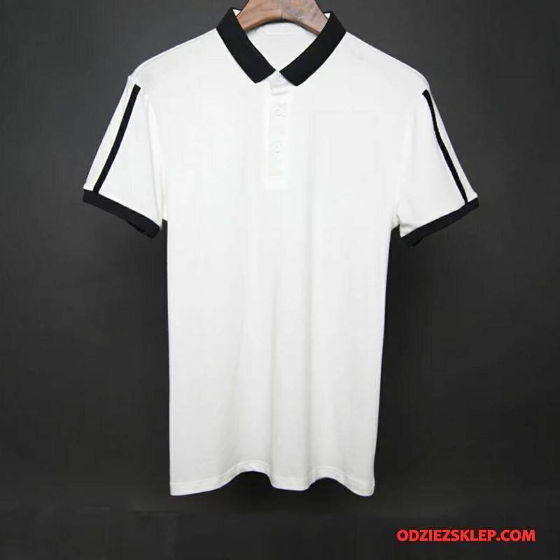 Męskie Koszulka Polo Świeży Bawełna Klapa Lato Mały Vintage Biały Sprzedam