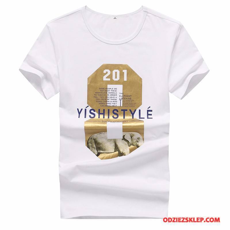 Męskie Koszulki 2018 Tendencja Lato T-shirt Bawełna Krótki Rękaw Biały Sklep