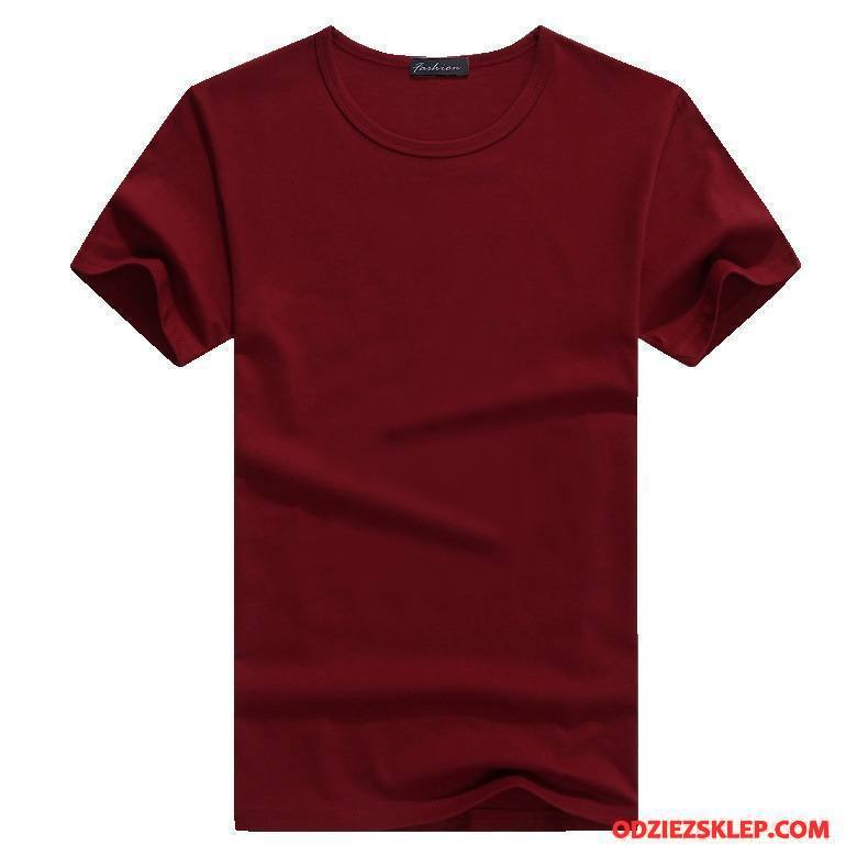 Męskie Koszulki Elastyczne Tendencja Młodzież T-shirt 2018 Lato Burgund Oferta