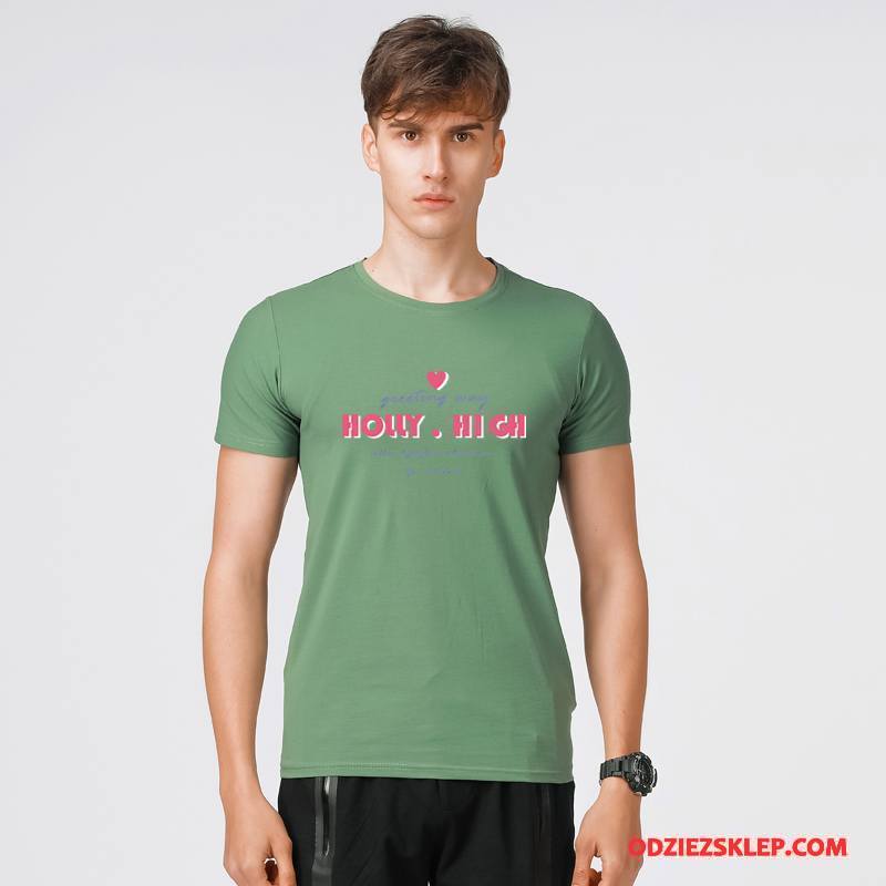 Męskie Koszulki Krótki Rękaw Tendencja Moda Rękawy Nowy Wiosna Zielony Sklep