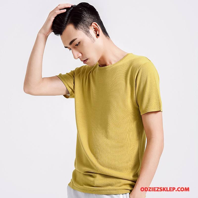Męskie Koszulki Lato Krótki Rękaw Żółty Sprzedam