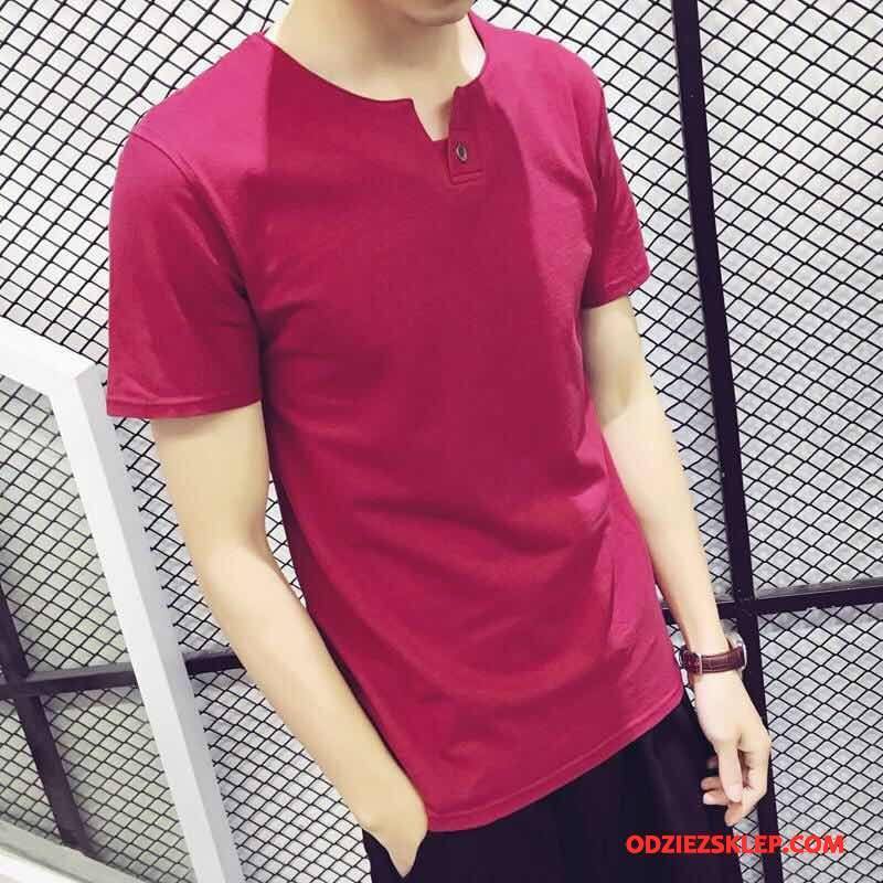 Męskie Koszulki Nowy Topy Tendencja Męska Ubrania Bawełniane Lato Czysta Czerwony Sprzedam