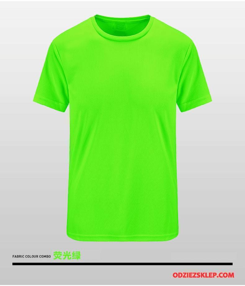 Męskie Koszulki Okrągły Dekolt Krótki Rękaw Zakochani Lato Fitness Oddychające Fluorescencja Zielony Tanie
