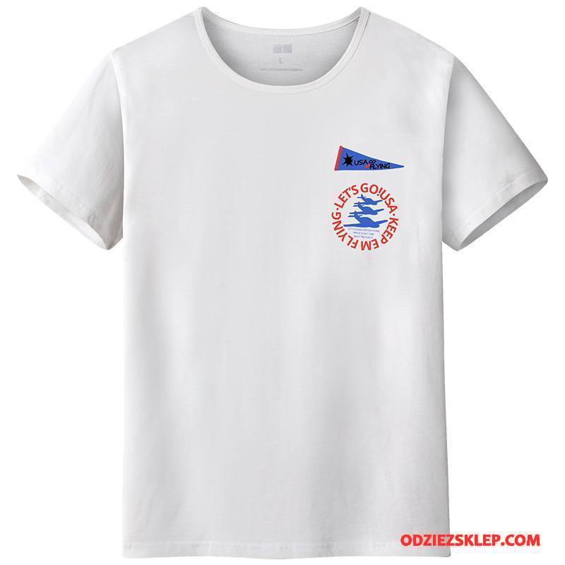 Męskie Koszulki Tendencja Okrągły Dekolt Krótki Rękaw Męska T-shirt Lato Biały Kupię
