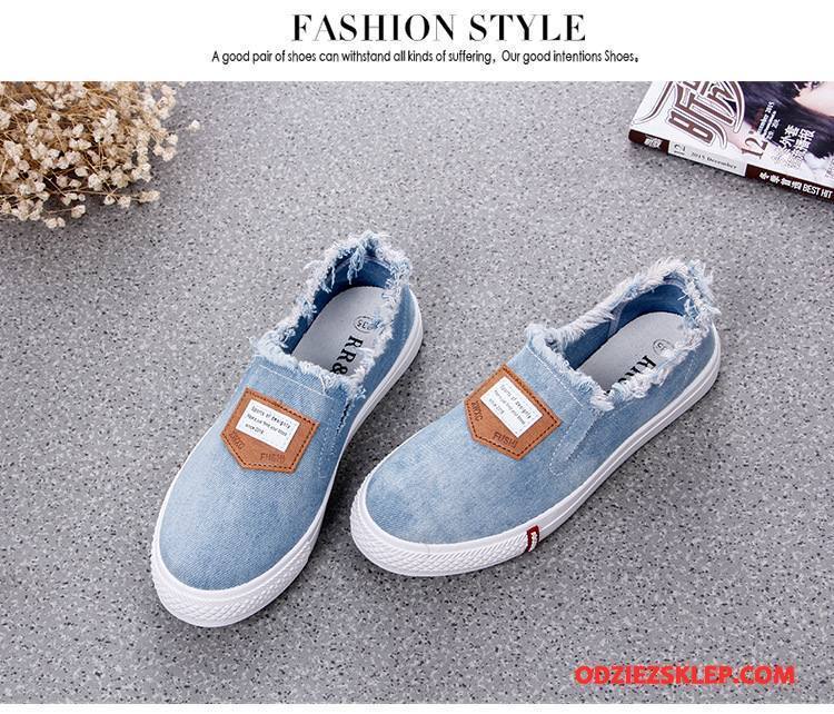 Damskie Buty Casualowe Słodkie Denim Pojedyncze Buty Damska Canvas Jesień Czysta Czarny Tanie