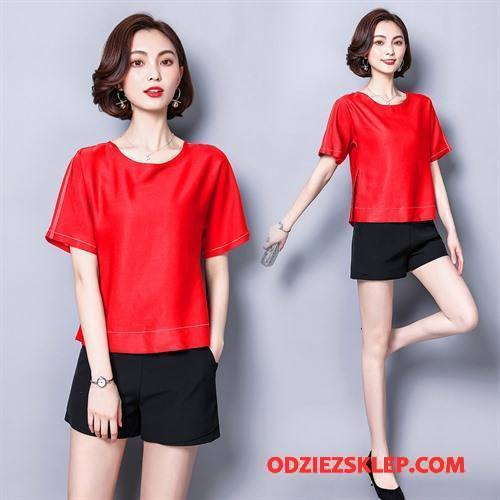 Damskie Koszulki Wygodne Osobowość Okrągły Dekolt Moda Młodzieżowa Eleganckie Czerwony Tanie
