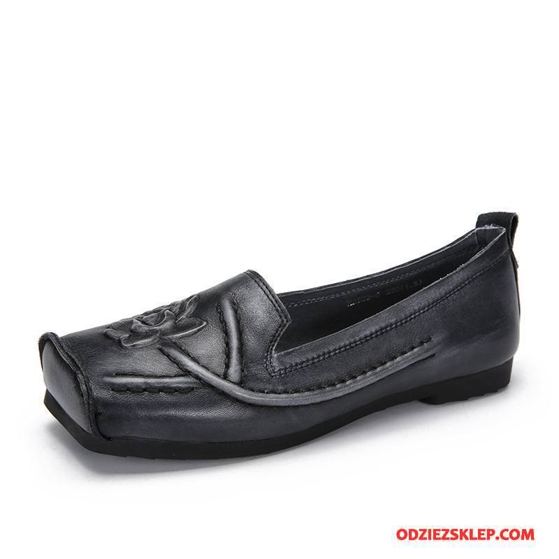 Damskie Mokasyny Vintage Etniczne Loafers 2018 Damska Kwiaty Czerwony Tanie