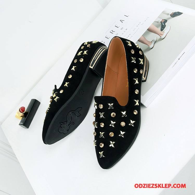 Damskie Mokasyny Wiosna Damska Casual Pojedyncze Buty Nity Loafers Zielony Tanie