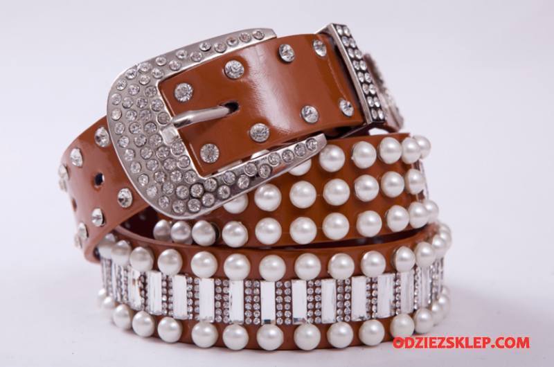 Damskie Paski Damska Moda Luksusowy Z Kryształkami Rhinestone Czerwony Online