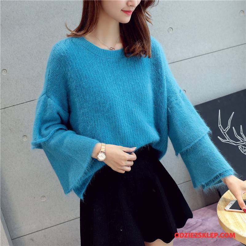 Damskie Swetry Długi Rękaw Moda Swag Eleganckie Sweter Pullover Niebieski Tanie