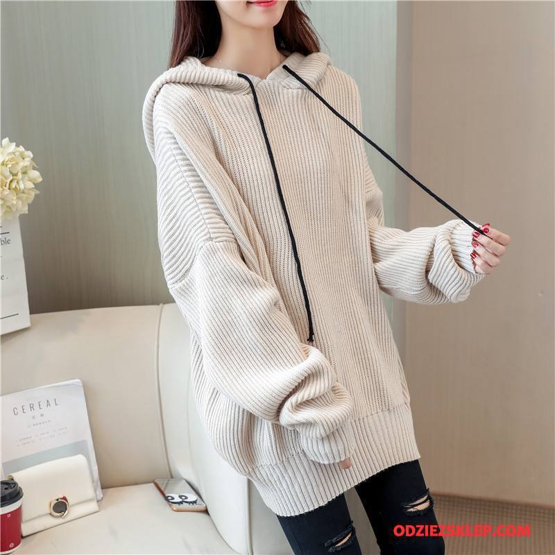 Damskie Swetry Sweter Szerokie Długi Rękaw Długie Moda Eleganckie Karmel Czysta Online