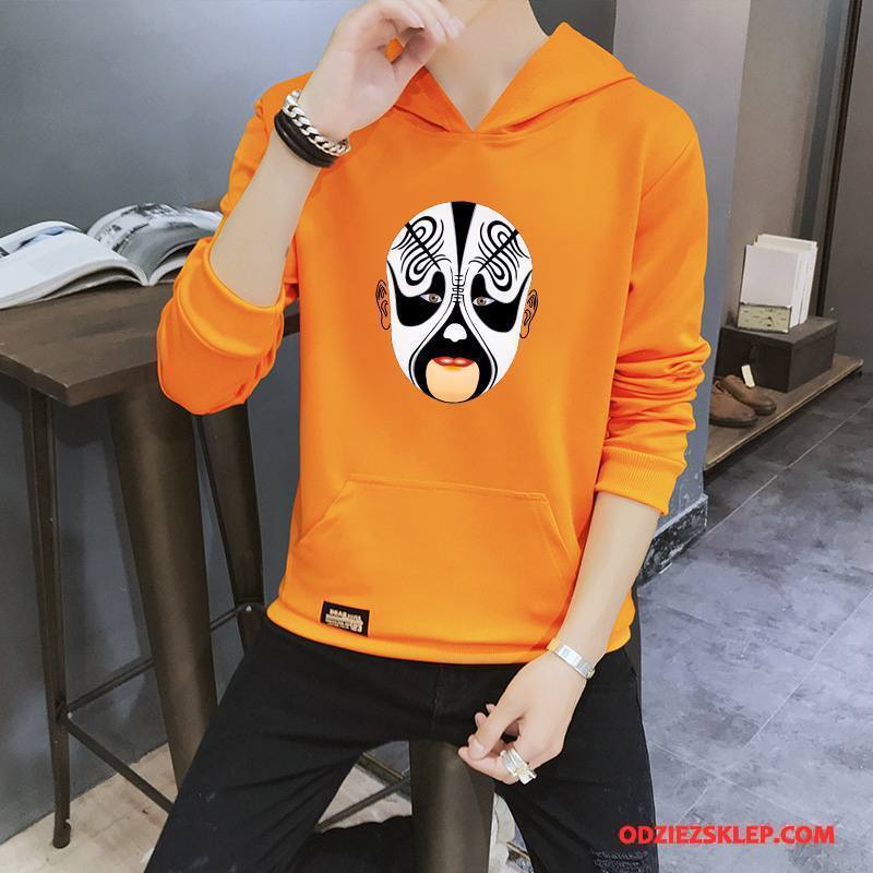 Męskie Bluza Z Kapturem Jesień Slim Fit Pullover Tendencja Męska Nastolatek Oranż Kup