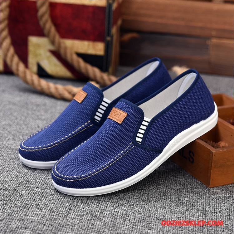 Męskie Buty Casualowe Moda Męska Slip On 2018 Canvas Płótno Niebieski Jasny Sprzedam