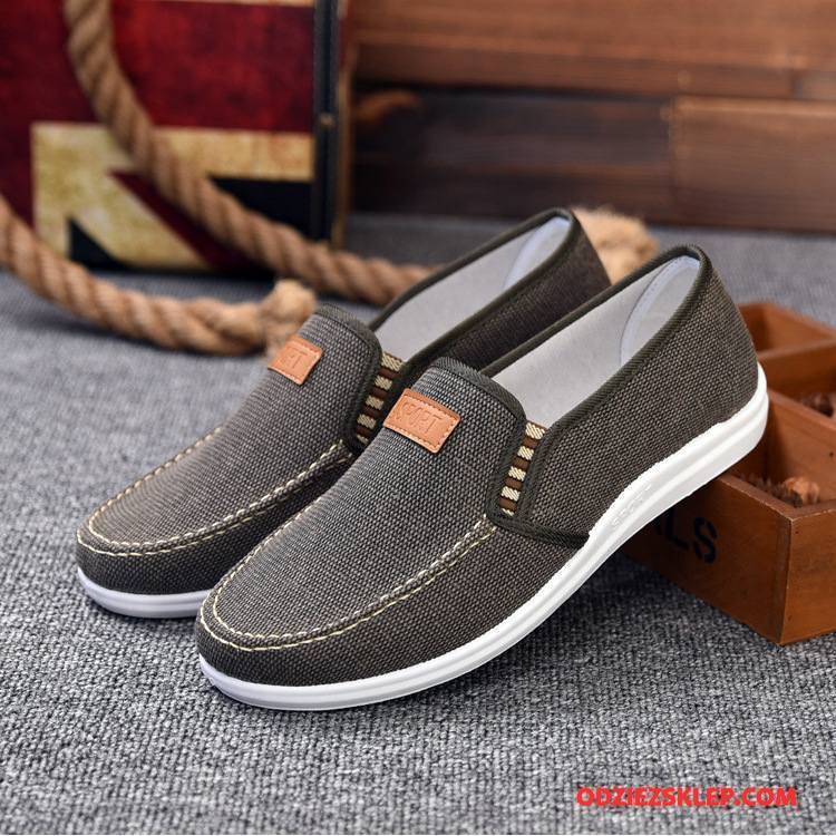 Męskie Buty Casualowe Moda Męska Slip On 2018 Canvas Płótno Niebieski Jasny Sprzedam