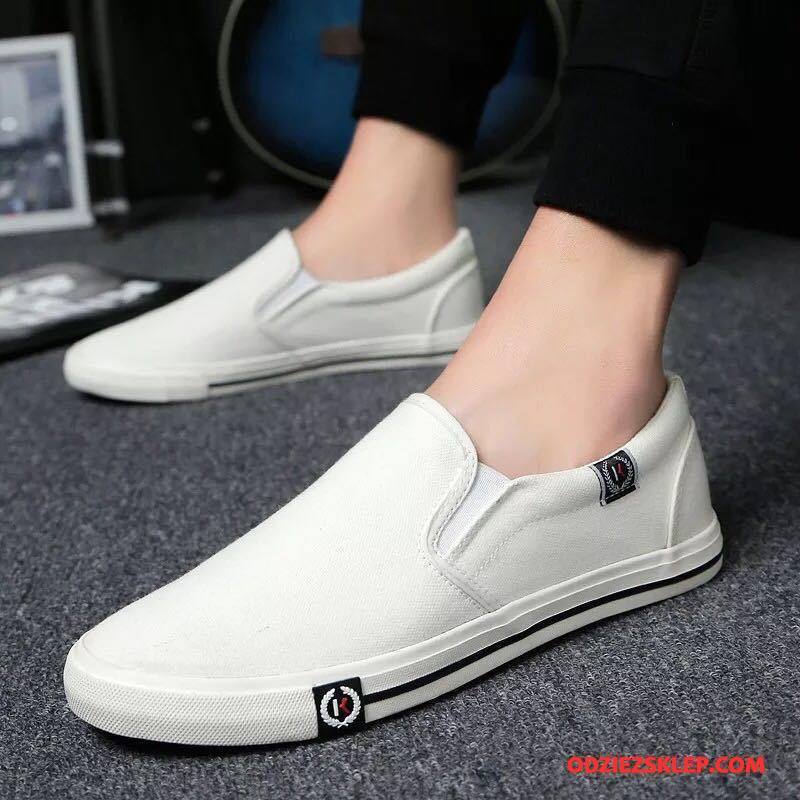 Męskie Buty Casualowe Męska Canvas Mokasyny Buty Na Deskorolke Slip On Wiosna Czarny Tanie