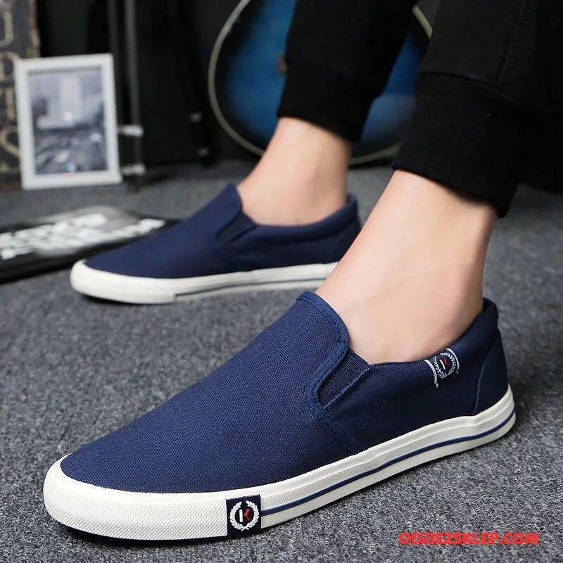 Męskie Buty Casualowe Męska Canvas Mokasyny Buty Na Deskorolke Slip On Wiosna Czarny Tanie