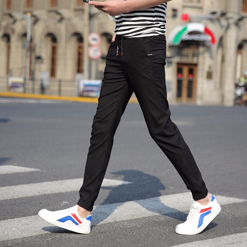 Męskie Casualowe Spodnie Elastyczne Ołówkowe Spodnie Niebieski Online