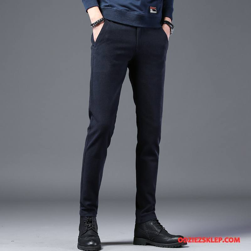 Męskie Casualowe Spodnie Mały Slim Fit Moda Tendencja Nowy Jesień Czarny Oferta