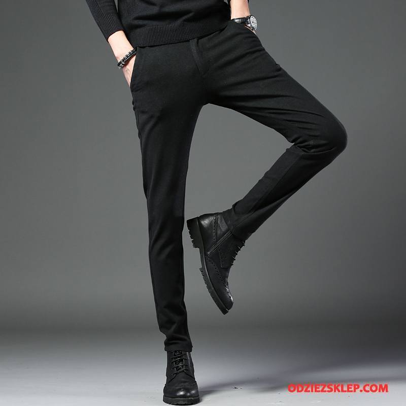 Męskie Casualowe Spodnie Mały Slim Fit Moda Tendencja Nowy Jesień Czarny Oferta