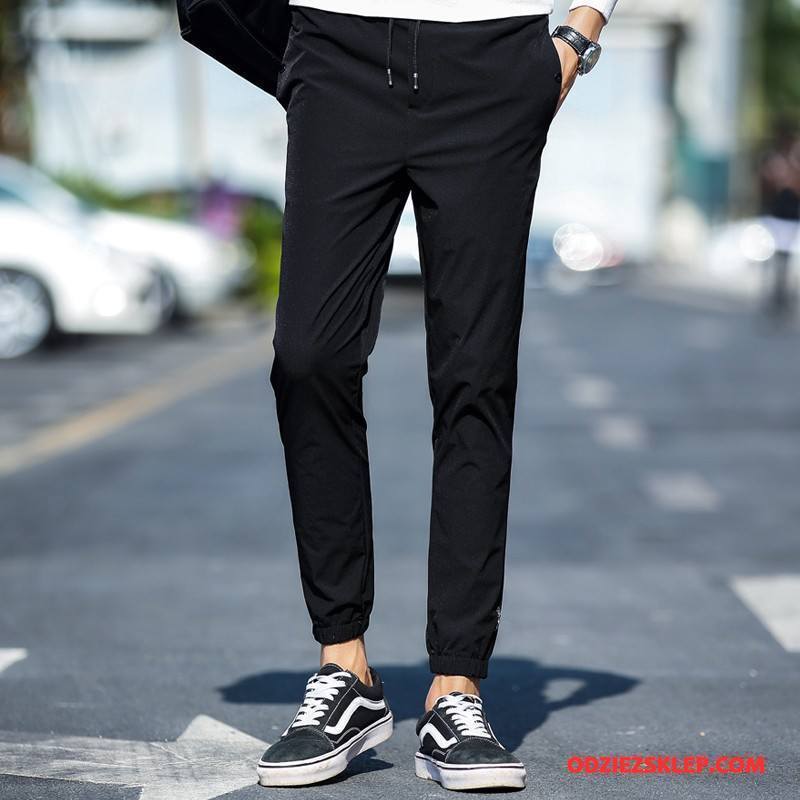 Męskie Casualowe Spodnie Męska Elastyczne Cienkie Slim Fit 2018 Moda Czarny Kup