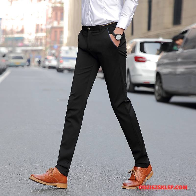 Męskie Casualowe Spodnie Młodzież Tendencja Proste Slim Fit Ołówkowe Spodnie Męska Czarny Dyskont