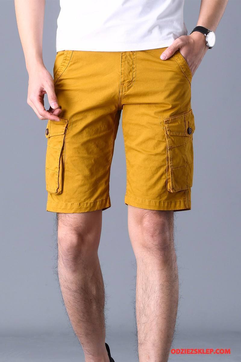 Męskie Casualowe Spodnie Slim Fit Tendencja Sportowe Szorty Lato Młodzież Żółty Online