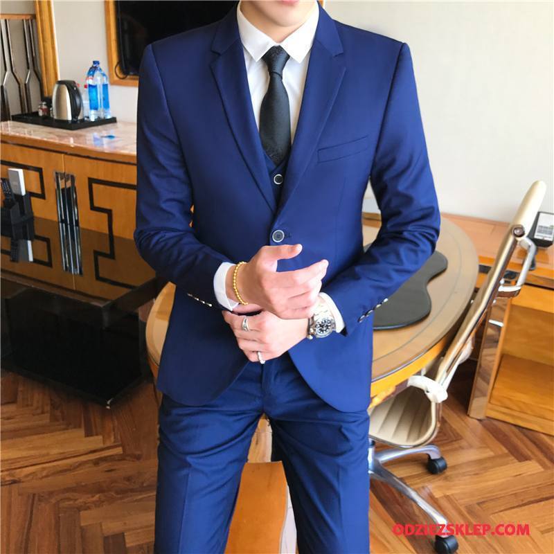 Męskie Garnitur Pasować Casual Slim Fit Nowy Blezer Wiosna Ciemno Niebieski Sprzedam