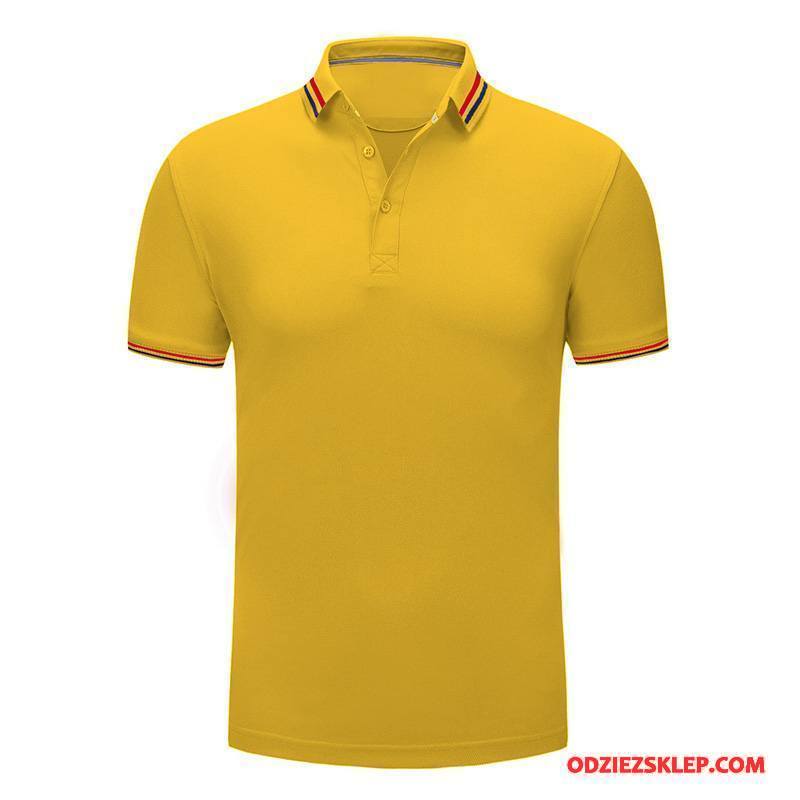 Męskie Koszulka Polo Męska Młodzież Lato Moda Slim Fit Żółty Tanie