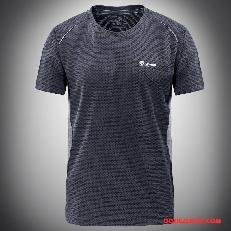 Męskie Koszulki Bieganie T-shirt Sportowe Duży Rozmiar Outdoor Oddychające Szary Jasny Sklep
