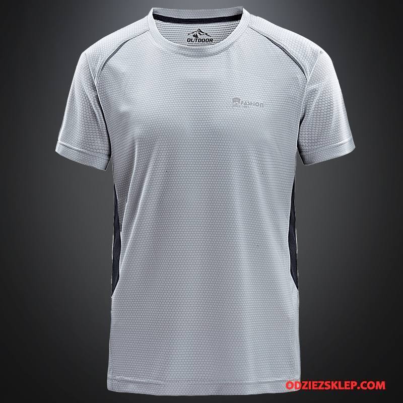 Męskie Koszulki Bieganie T-shirt Sportowe Duży Rozmiar Outdoor Oddychające Szary Jasny Sklep