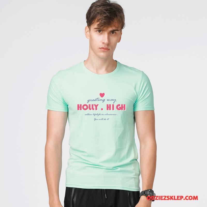Męskie Koszulki Krótki Rękaw Tendencja Moda Rękawy Nowy Wiosna Zielony Sklep
