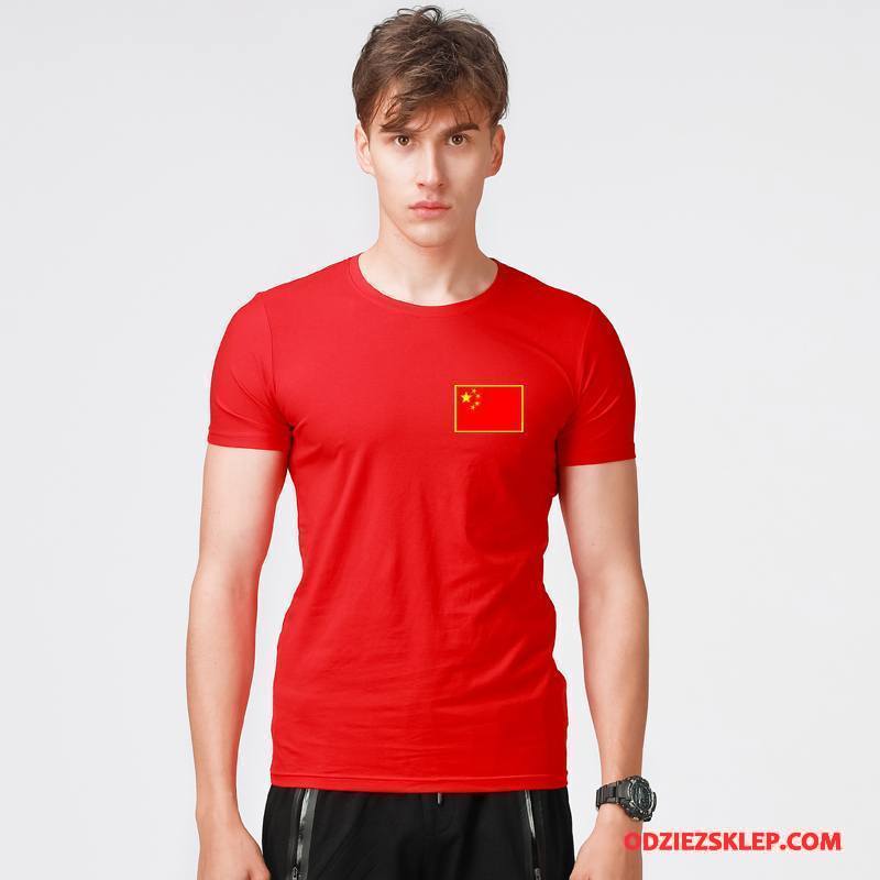 Męskie Koszulki Lato Moda Tendencja Krótki Rękaw Męska Rękawy Czarny Na Sprzedaż