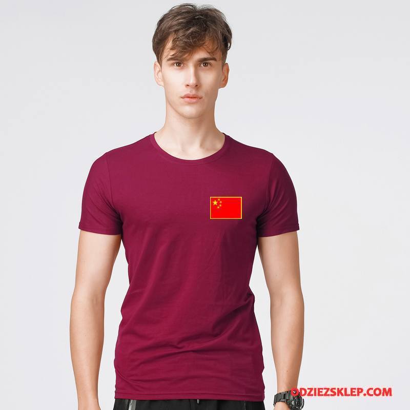 Męskie Koszulki Lato Moda Tendencja Krótki Rękaw Męska Rękawy Czarny Na Sprzedaż