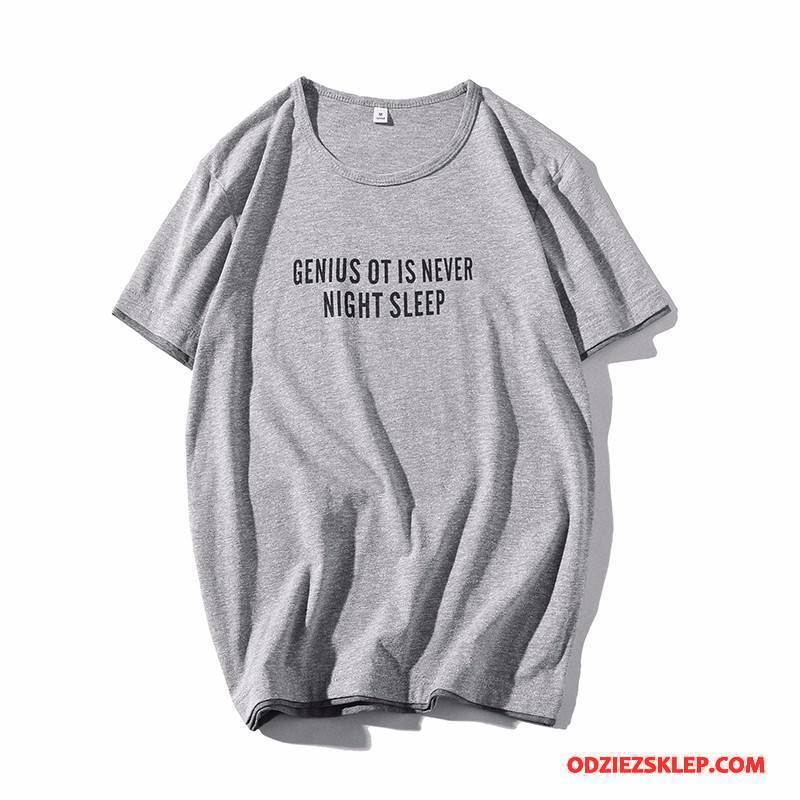 Męskie Koszulki Lato Tendencja Krótki Rękaw Okrągły Dekolt Nowy T-shirt Szary Ciemno Tanie