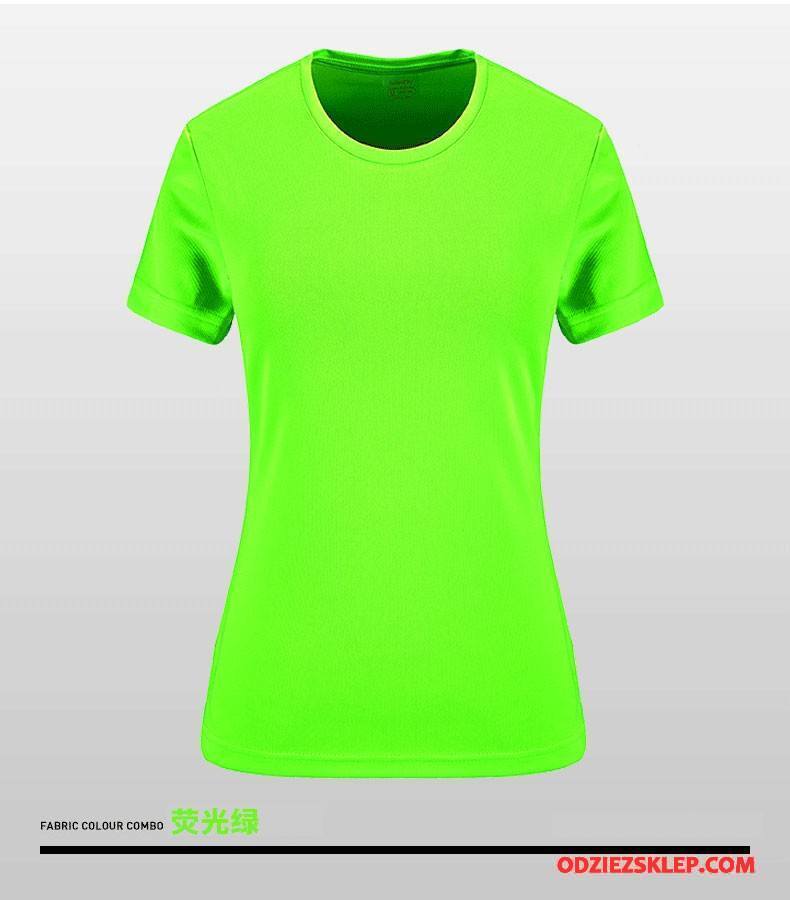 Męskie Koszulki Okrągły Dekolt Krótki Rękaw Zakochani Lato Fitness Oddychające Fluorescencja Zielony Tanie