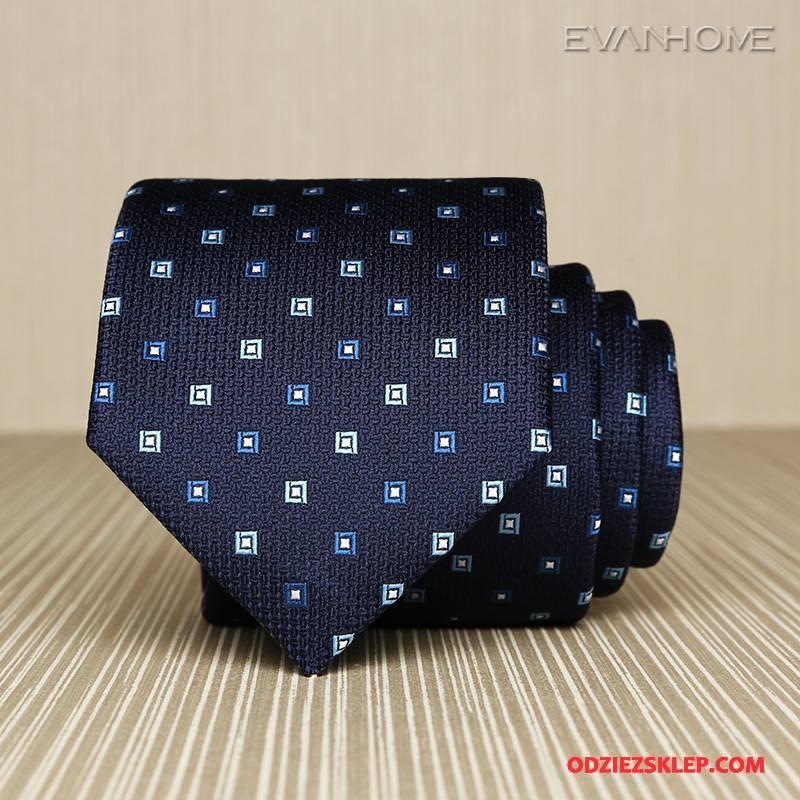 Męskie Krawat Sukienka Męska Z Pracy 7 Cm W Paski Biznes Granatowy Niebieski Kup